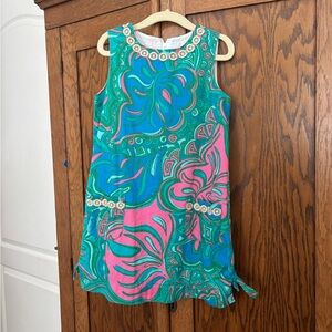 Lilly Pulitzer Girls Colorful Dress with gold trim details
